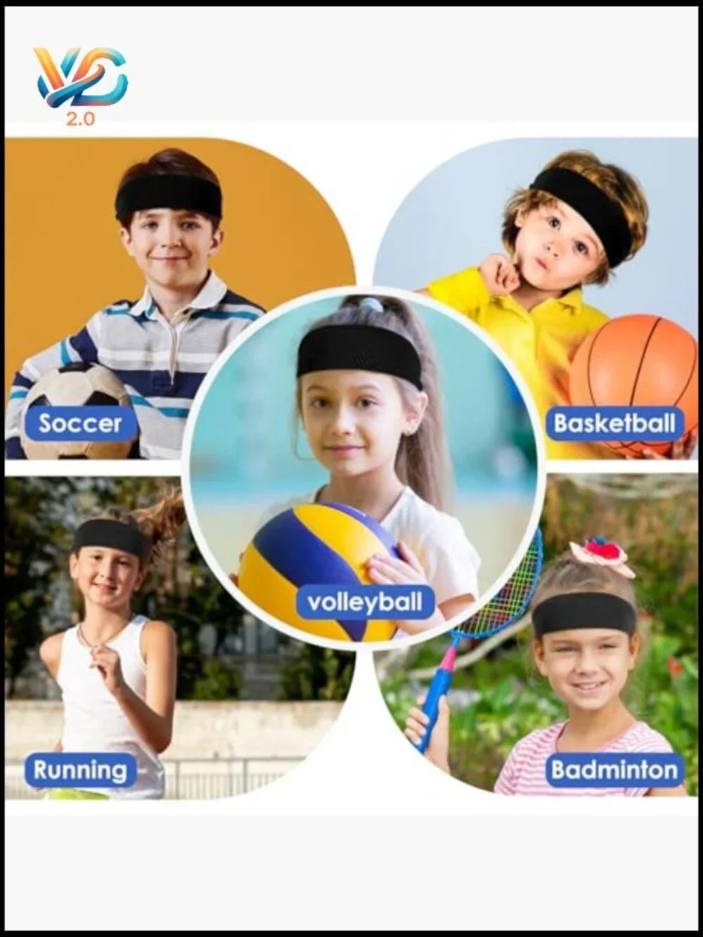 3 Pack Kids Sports Headbands Athletic Sweatbands Moisture Wicking Hairband for